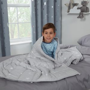 Kids Star Teddy Fleece Weighted Blanket, Silver Grey - 3kg