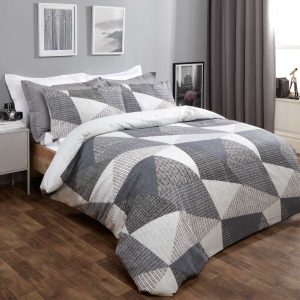 Textured Geometric Duvet Set - Grey
