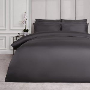 Luxe 400 Thread Count 100% Cotton Sateen Duvet Set - Charcoal