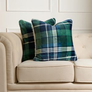 Hudson Flannel Check Cushion Covers - Green