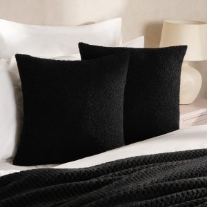 Teddy Boucle Cushion Covers - Black