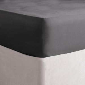 Luxe 220 Thread Count 100% Cotton Sateen Fitted Sheet - Charcoal