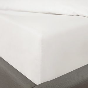 Plain Cotton Deep Fitted Sheet - White