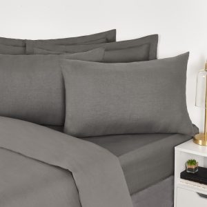 2 Pack Polycotton Housewife Pillowcases - Charcoal