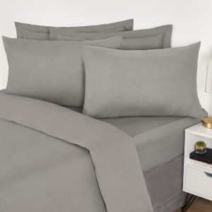 2 Pack Cotton Housewife Pillowcases - Grey