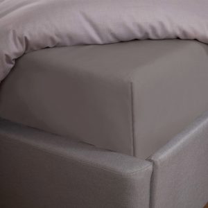 Plain Cotton Deep Fitted Sheet - Grey