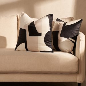 Abstract Print Cushion Covers - Black & Neutral