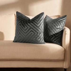 Cut Out Matte Velvet Cushion Covers - Charcoal