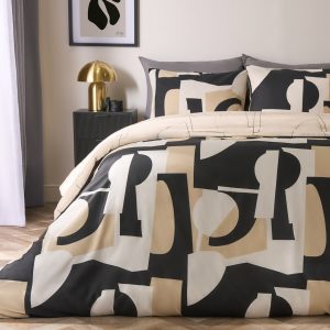 Abstract Geo Duvet Set - Black/Natural