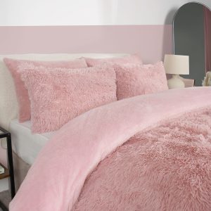 Fluffy Fleece Duvet Cover Set - Blush
