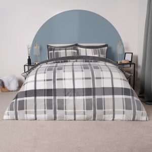 Check Teddy Duvet Set - Charcoal