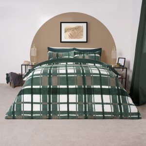 Check Teddy Duvet Set - Forest Green