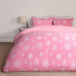 Snowflake Teddy Duvet Set - Pink