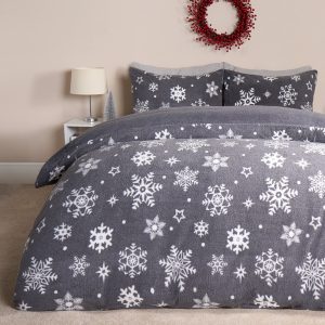 Snowflake Teddy Duvet Set - Grey
