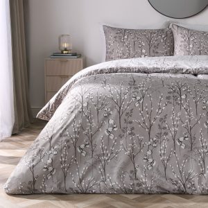 Willow Branch Reversible Duvet Cover Set - Grey