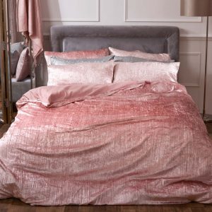 Valencia Crushed Velvet Duvet Set - Blush
