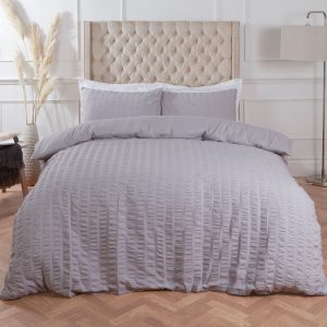 Seersucker Duvet Set - Silver