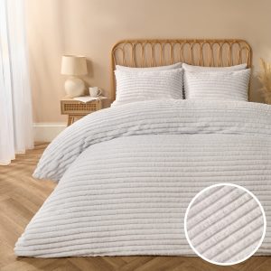 Tufted Stripes Duvet Cover Set - White