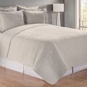 Taupe Quilted Cotton Matelasse Quilt