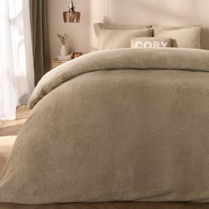 Teddy Fleece Duvet Cover Set - Natural