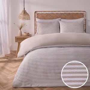Waffle Stripe Luxury Duvet Cover Set - Natural