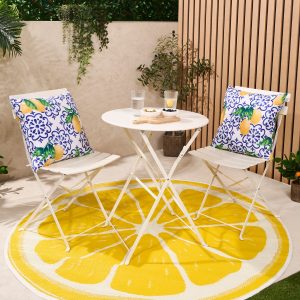 Indoor/Outdoor Lemon Print Cushion Covers - Blue/White